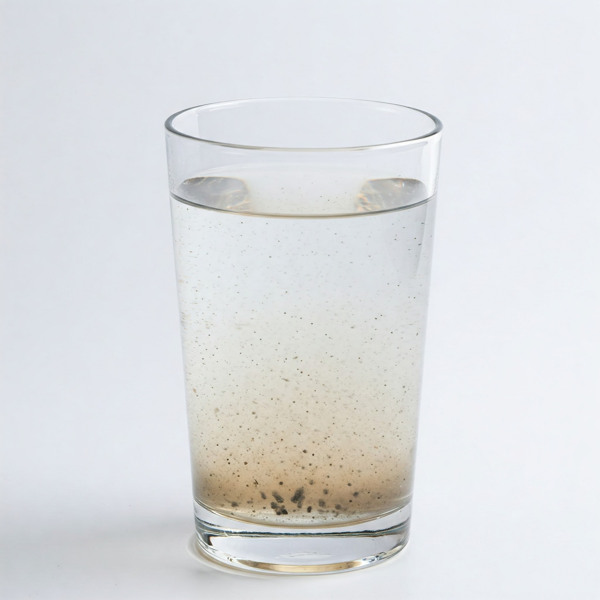 Glass of dirty tap water
