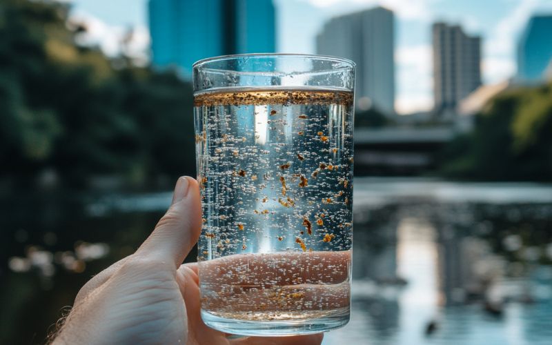 Glass of dirty water