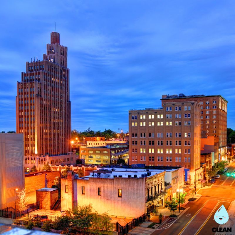 Mississippi buildings lit up