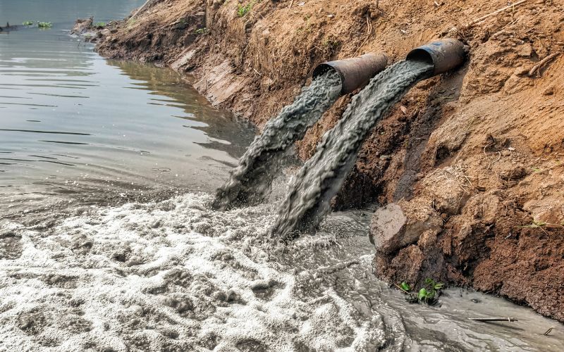Dirty water flowing out of pipes
