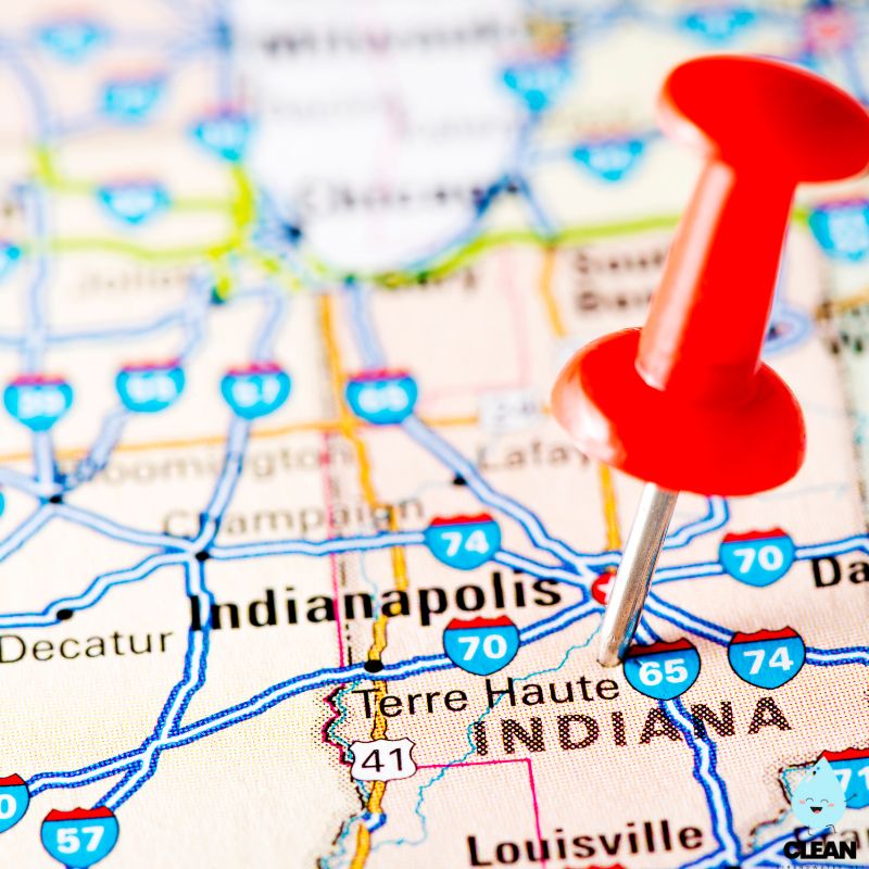 Indiana map with a pin in it