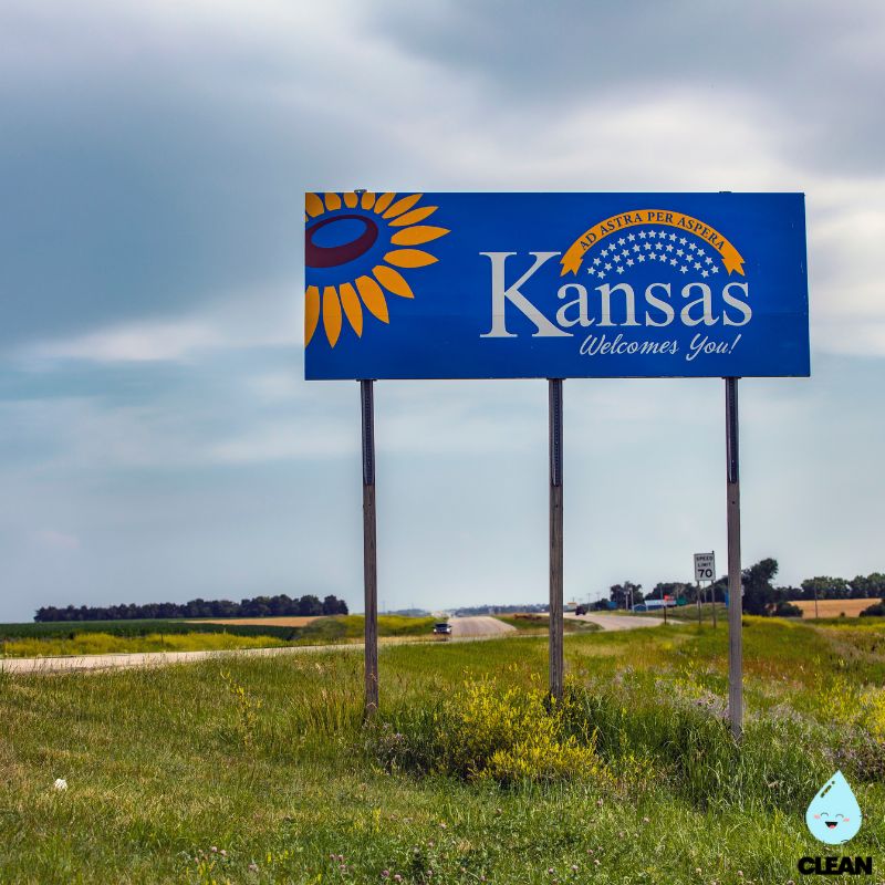 Road sign for Kansas